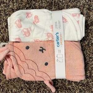 Carter's Pink and White Baby Towel Set
